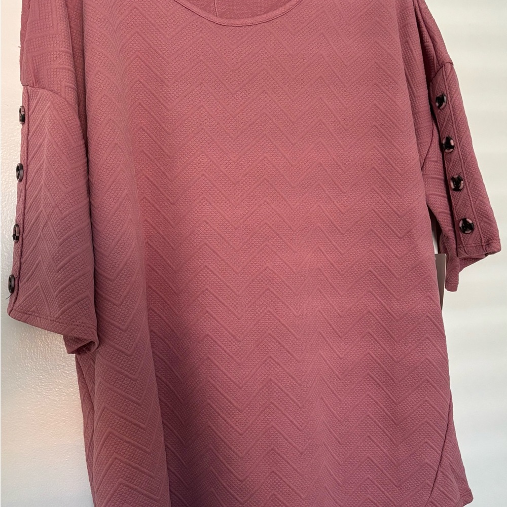NWT New York Laundry Smokey Pink Oversized Boxy Cap Short Sleeve 1X